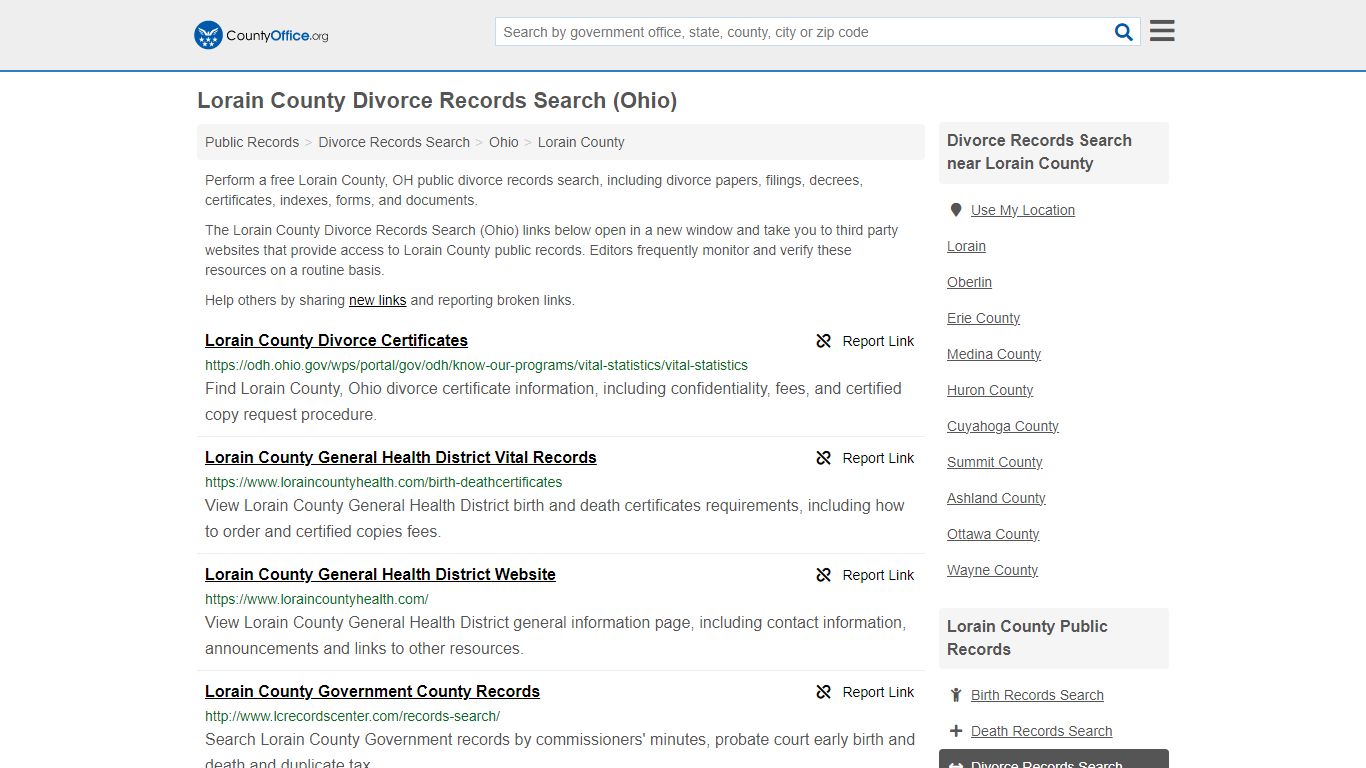 Lorain County Divorce Records Search (Ohio) - County Office